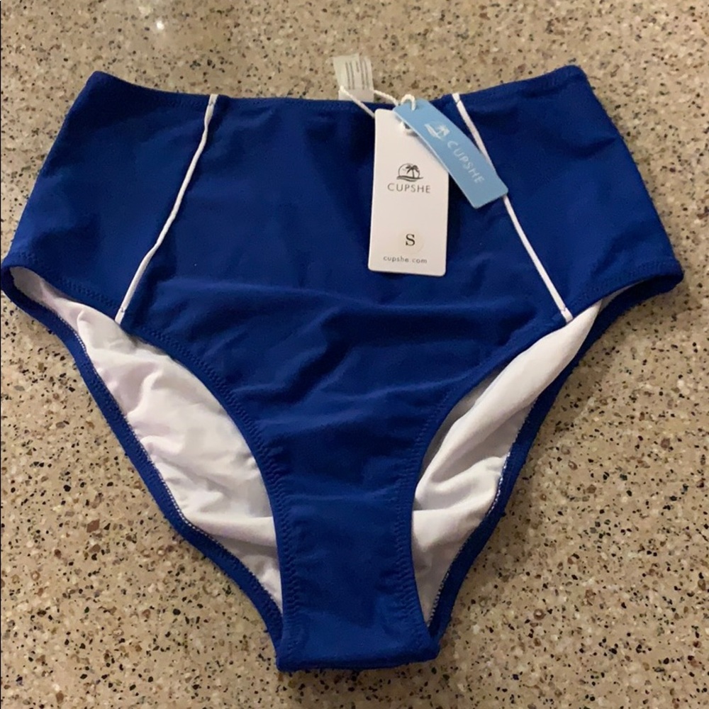 Cupshe high waisted blue bathing suit bottom S